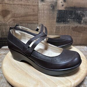 Jambu Scarlet Too Mary Jane Wedge Shoe Womens 10 Brown Leather Comfort Work Shoe